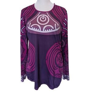 YMX by Yellowman Purple Tribal Long Sleeve Jersey Large